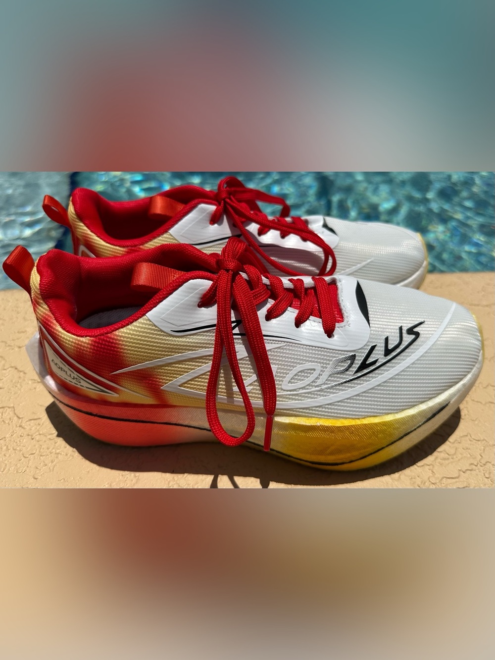 Aoplus Red White Yellow Unisex Running Shoes EUR 40 to Women Size 8.5/Men Size 7